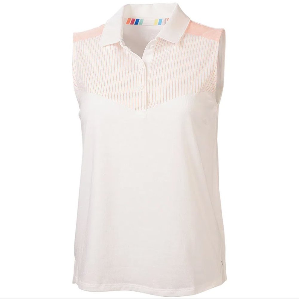 New Women's Verticals Sleeveless Polo Puma Golf Size Small NWT Rosewater Heather